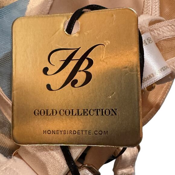 Honey Birdette SZ 34C Crystal Champagne Bra Underwire Demi Satin Adjustable New - Picture 12 of 12